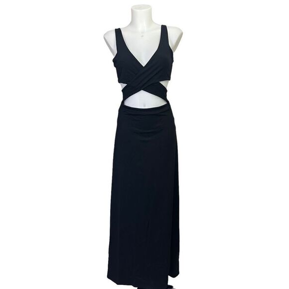 Susana Monaco Cross-Front‎ Long Tank Cutout Dress in Black size medium New! - Picture 1 of 9